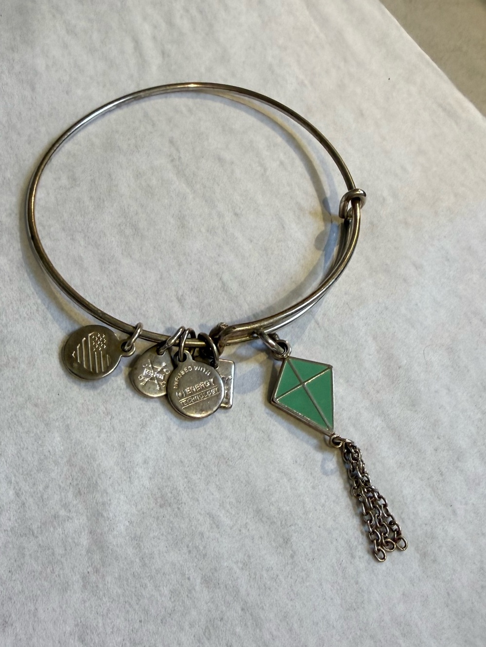 **2/$15 Alex and Ani Silver Bracelet with Kite Charm and Tassel